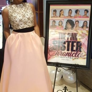 2pc Camille La Vie Pink Ballroom Skirt with Crop Top Size Medium